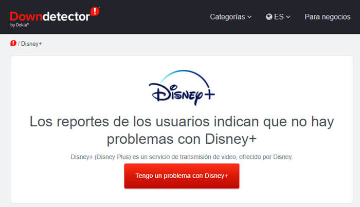 DownDetector: Verificar el estado del servidor de Disney+