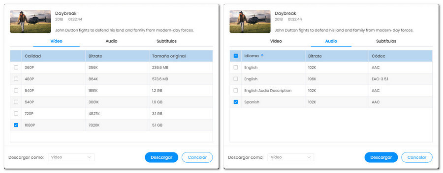 elegir el idioma de subtítulos y pistas de audio Yellowstone