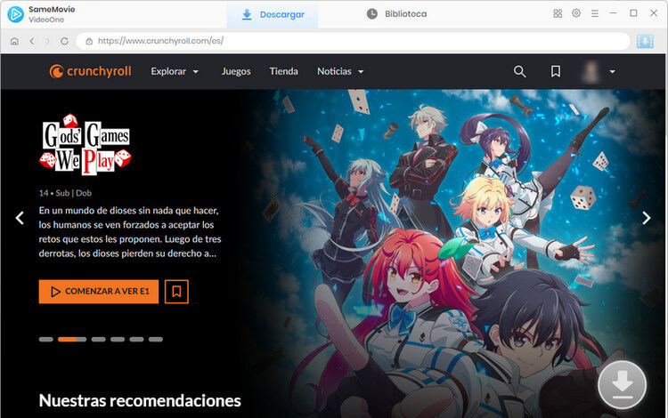 SameMovie VideoOne Crunchyroll interfaz