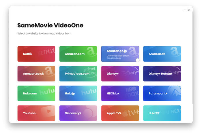 Seleccionar el sitio web en SameMovie VideoOne